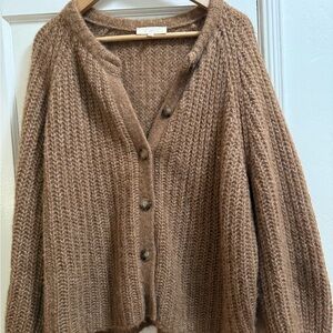 Sezane Brown Textured Cardigan